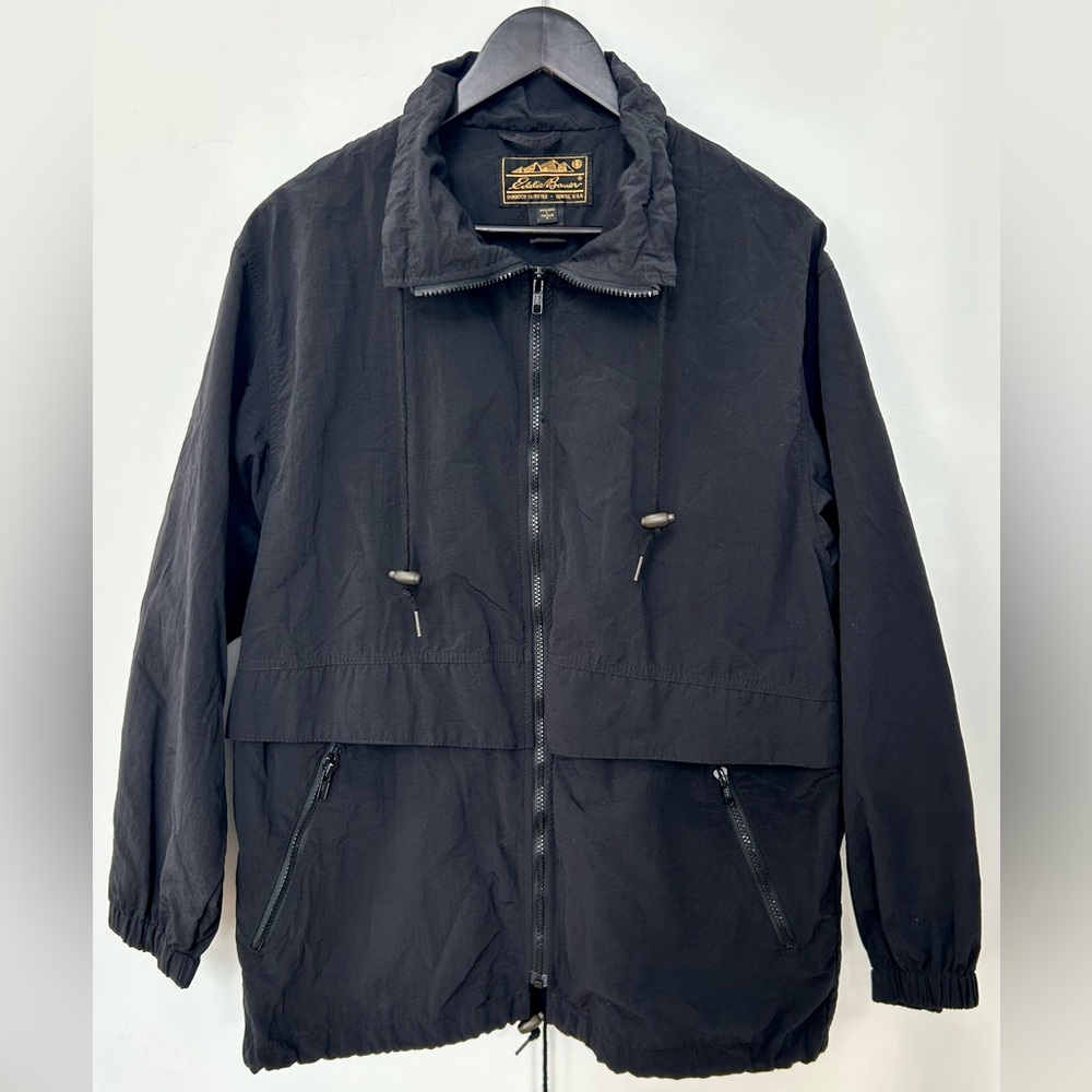 Vintage Eddie Bauer Black Windbreaker Jacket Women’s Small Lightweight Outdoor
